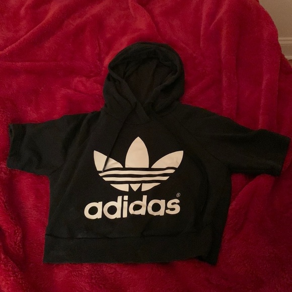 adidas Tops - Adidas Cropped Hoodie Sweatshirt Short Sleeve